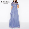 Party Unique Short Sleeve Dress Lace Chiffon Long Dress For Women